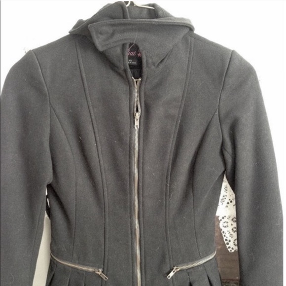 Black Wool Blend Pea Coat - Picture 7 of 13